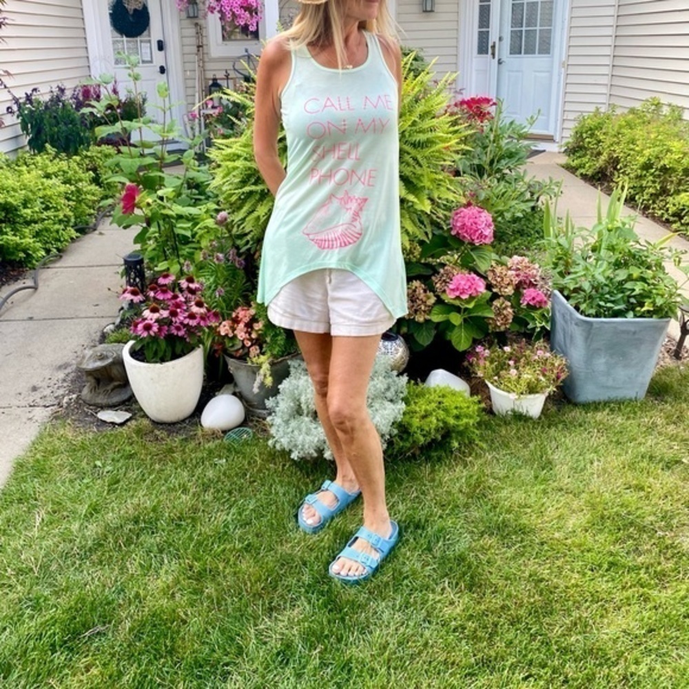 Sharks Bite Vacation, Party Tank Top -> Sharks bite vacation, party tank top.